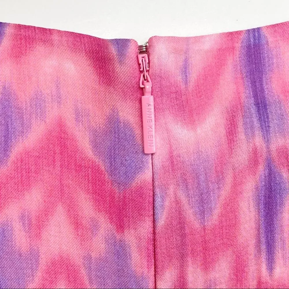 Anne Klein Collection Tie Dye Dress Womens Size 2 Pink Shift Silk Cotton Blend - Picture 11 of 16